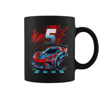 Niños Coche De Carreras De 5 Años Para Fiesta De Cumpleaños 5 Taza de café - Regaloses