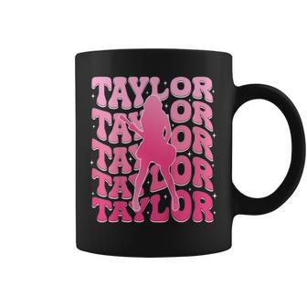 Niños Niña Retro Taylor Nombre Personalizado Groovy 80'S Rosa Taza de café - Regaloses