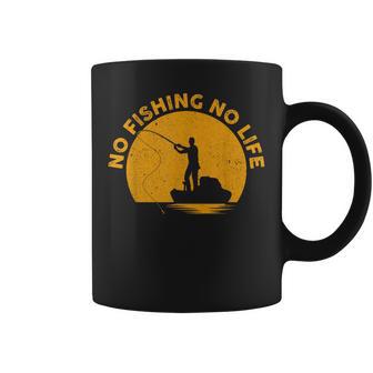 No Fishing No Life 釣り フィッシング ロゴ プリント コーヒーマグ - Kawaiitshirt