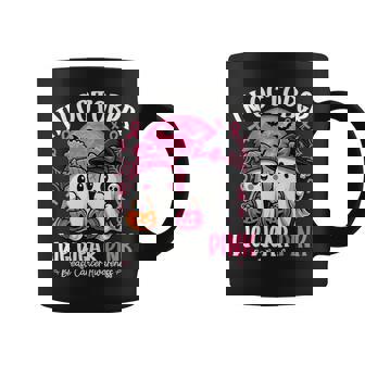 In October We Wear Pink Ghost Witch Breast Cancer Awareness Coffee Mug | Mazezy