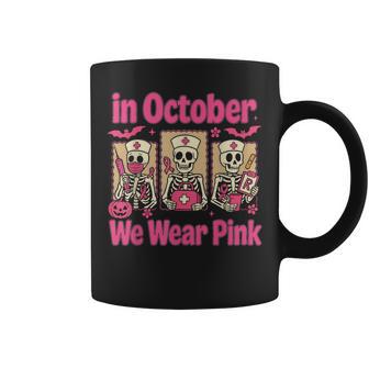 In October We Wear Pink Nurse Skeleton Breast Cancer Coffee Mug - Thegiftio UK