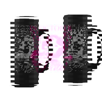In October We Wear Pink Ribbon Halloween Witch Breast Cancer Coffee Mug - Monsterry