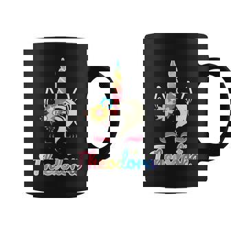 Theodora Licorne Arc-En-Ciel Avec Nom Personnalisé Pour Filles Tasse - Cadeauxyz