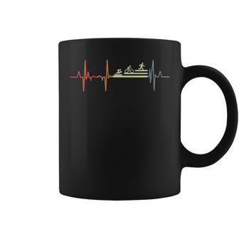 Oldschool Triathlon Cardiogramme Nageur Ligne De Pouls Tasse - Cadeauxyz