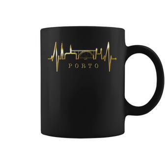 Oportokyline Latido Del Corazón Portugal Me Encanta Porto Cuello Taza de café - Regaloses
