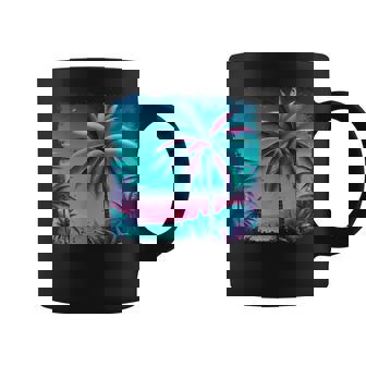 Palm A Trees Tropical Teal Turquoise Purple Beach Vacation Coffee Mug - Seseable
