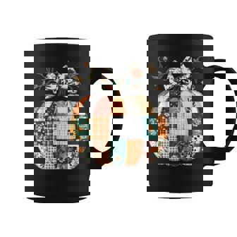 Patchwork Quilt Floral Pumpkin Coquette Bow Fall Halloween Coffee Mug - Monsterry