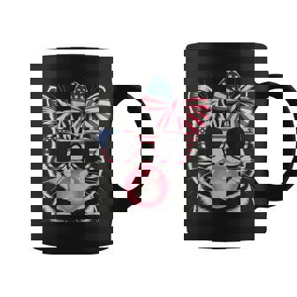 Patriotic Cat 4Th Of July Bow American Flag Girls Women Coffee Mug | Mazezy