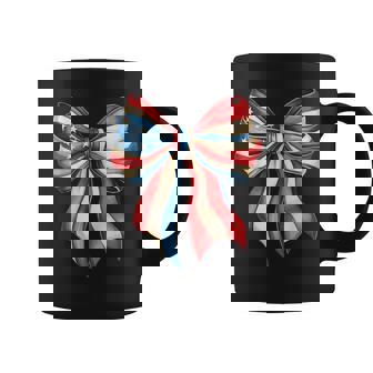 Patriotic Memorial Veteran 4Th Of July Flag Bow Coquette Coffee Mug - Thegiftio UK