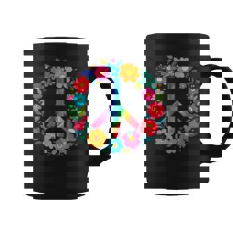 Peace Love Flower Power レトロ ヒッピー コスチューム タイダイ 60年代 70年代 コーヒーマグ - Kawaiitshirt