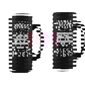 Pink Bow Twinning With My Bestie Twin Matching Twins Friends Coffee Mug - Thegiftio
