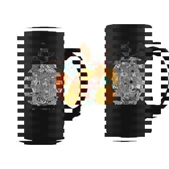 Pumpkin Floral Autumn Fall Season Wildflower Thanksgiving Coffee Mug | Mazezy