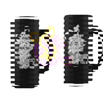 Purple Gold Bow Football Helmet Game Day Touchdown Season Coffee Mug | Mazezy