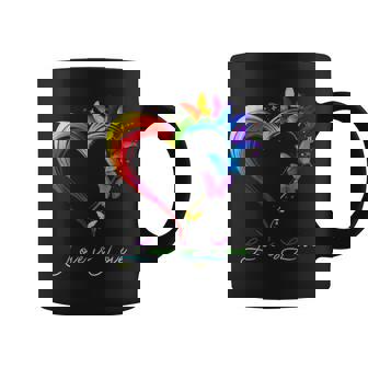 Rainbow Love Is Love Lgbt Gay Lesbian Pride Butterfly Heart Coffee Mug | Mazezy