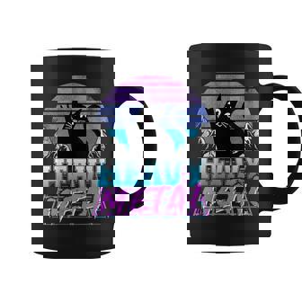 Retretretreto Gótico Gato 80Synthwave Retro Heavy Metal Cuello Taza de café - Regaloses