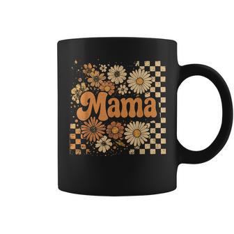 Retro Checkered Mama Pumpkin Flower Fall Autumn Halloween Coffee Mug - Thegiftio