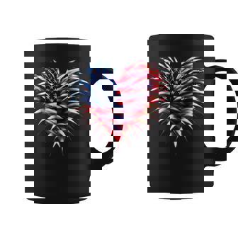 Retro Fighter Jet Airplane American Flag Heart 4Th Of July Coffee Mug - Monsterry
