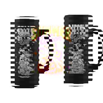 Retro Happy Summerween Frankenstein Monster And Bride Coffee Mug - Monsterry