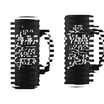 Retro Just A Mama Who Loves Jesus Christian Mother's Day Coffee Mug | Mazezy