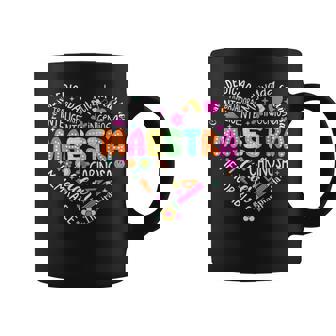 Retro Maestra Palabra Maestraida Enseñar Amor Inspirar Español Taza de café - Regaloses