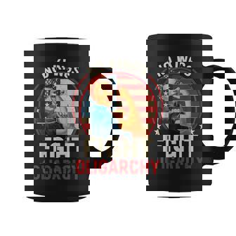 Retro No Kings Fight Oligarchy Woman's Girl America Flag Coffee Mug | Mazezy