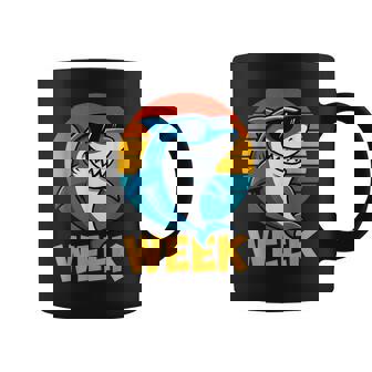 Retro Shark Fin Week 2025 Shark Lover Ocean Wildlife Summer Coffee Mug - Monsterry
