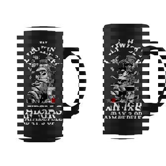 Retro I Like Whiskey And Cigars And Maybe 3 People Monkey Coffee Mug - Monsterry