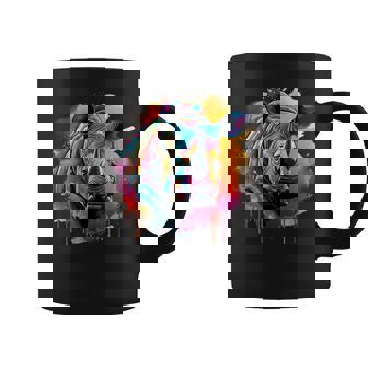 Rhinoceros アートワーク ポートレート 動物 アート カラフル スプラッシュ サイ コーヒーマグ - Kawaiitshirt
