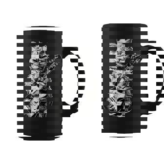 Rock Cat Jouant De La Guitare Drôle Guitare Amant De Chat Guitariste Tasse - Cadeauxyz