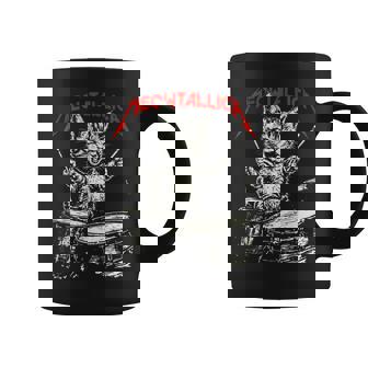 Rock On Vintage Drummer Cat 80S Band Style Coffee Mug - Thegiftio