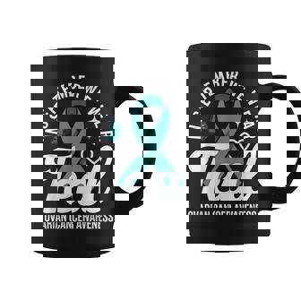 In September We Wear Teal Ovarian Cancer Awareness Ribbon Coffee Mug - Monsterry
