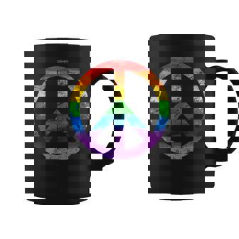 Simbolo Paz Hippie Bandera Lgbt Arcoiris Lesbian Gay Pride Taza de café - Regaloses