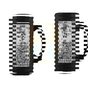 Skeleton The Crocheter Mom Tarot Card Knitter Crochet Lover Coffee Mug - Thegiftio