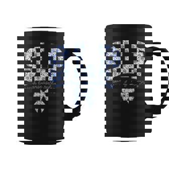 Speech Language Pathology Slp Coquette Blue Flower Bow Coffee Mug | Mazezy