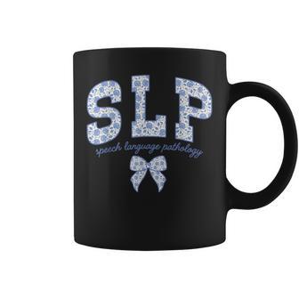 Speech Language Pathology Slp Coquette Blue Flower Bow Coffee Mug - Thegiftio