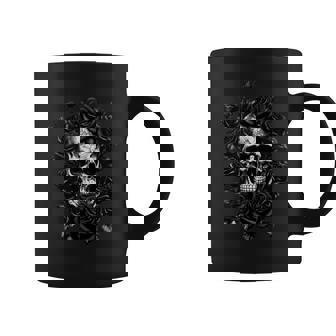 Squelette Metalhead Crânes Et Roses Métal Rock Noir Foncé Tasse - Cadeauxyz