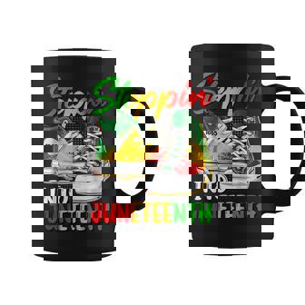 Stepping Into Junenth Afro Woman Black Girls Sneakers Men Coffee Mug - Thegiftio