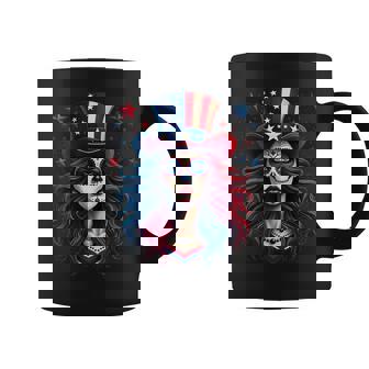 Sugar Skull 4Th Of July American Flag Skeleton Women Coffee Mug - Monsterry