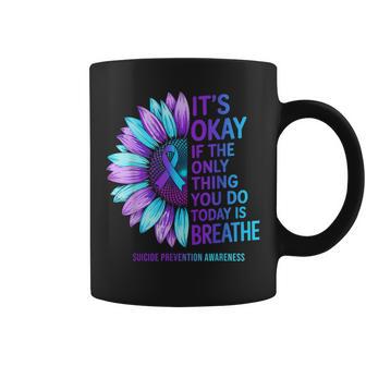 Suicide Prevention Awareness Sunflower Purple Teal Ribbon Coffee Mug - Thegiftio