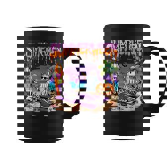 Summerween Skeleton Ghost Beach Spooky Halloween Coffee Mug - Monsterry