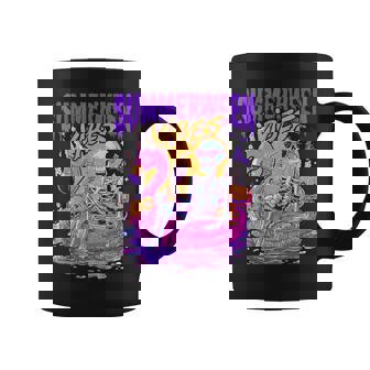 Summerween Vibes Spooky Skeleton Flamingo Pool Halloween Coffee Mug - Thegiftio