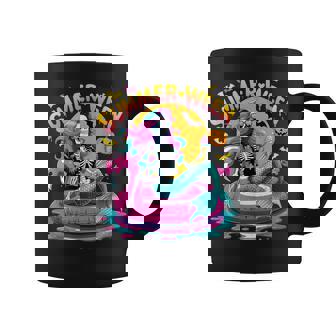Summerween Vibes Spooky Summer Mermaid Skeleton Halloween Coffee Mug - Monsterry