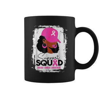 Support Squad Black Pink Hat Breast Cancer Awareness Coffee Mug - Thegiftio UK