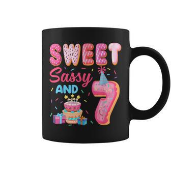 Sweet Sassy And 7 Birthday Donut Theme 7Th Birthday Coffee Mug - Thegiftio UK