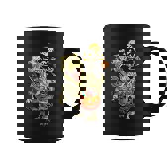 T-Rex Halloween Scary Ghost Skeleton Riding Mummy Dinosaur Coffee Mug - Thegiftio