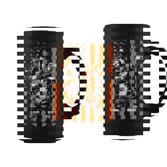 Graphic Tiger Retro American Flag Tiger Dabbing Tigers Lover Coffee Mug - Monsterry
