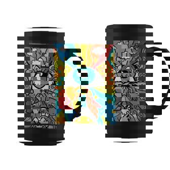 Trippy Rainbow Eye Hippie Regalo Retro 70S 80S Disfraz In Mangas Taza de café - Regaloses