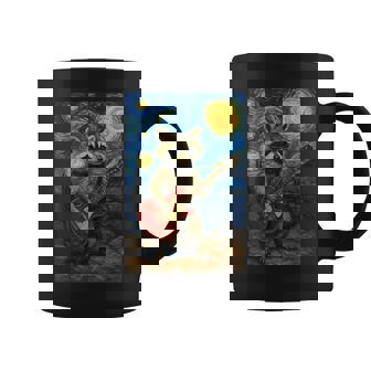 Van Gogh Starry Night Raccoon Guitar Vibes Coffee Mug - Thegiftio