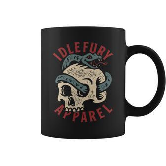 Ver Impresión Trasera Idle Fury Cráneoerpiente Tatuaje Taza de café - Regaloses