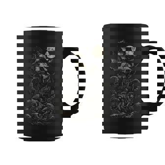 Vintage Pirate Ship Attacked By Sea Monster Kraken Coffee Mug - Seseable